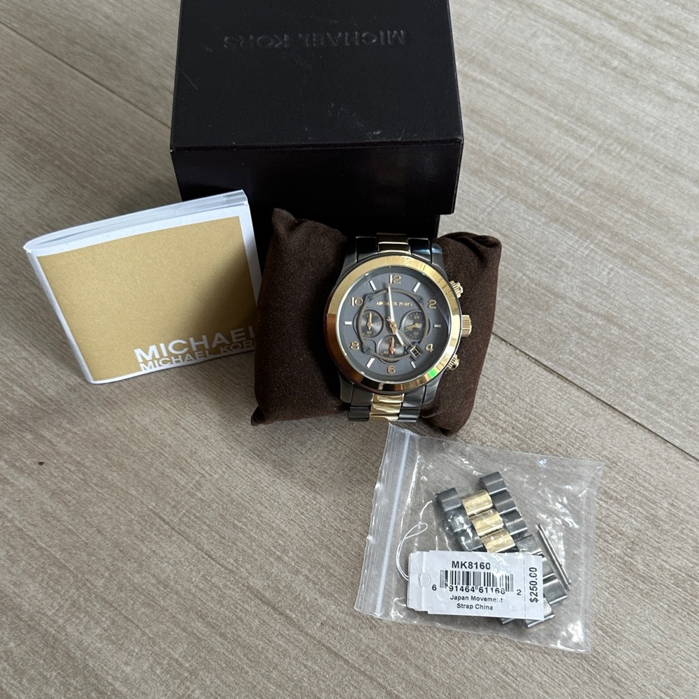 Michael Kors Gold and Gunmetal Unisex Watch